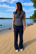 Navy SoftForm Foldover Pants | Soft Stretch Cotton |
