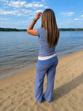 Sand Blue SoftForm Foldover Pants | Soft Stretch Cotton |