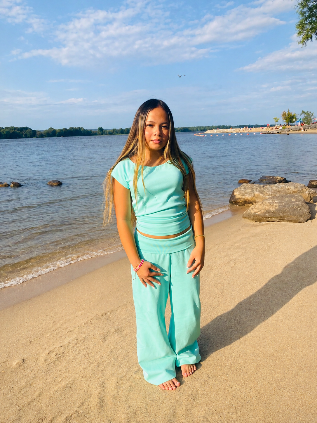 Teal SoftForm Foldover Pants | Soft Stretch Cotton |