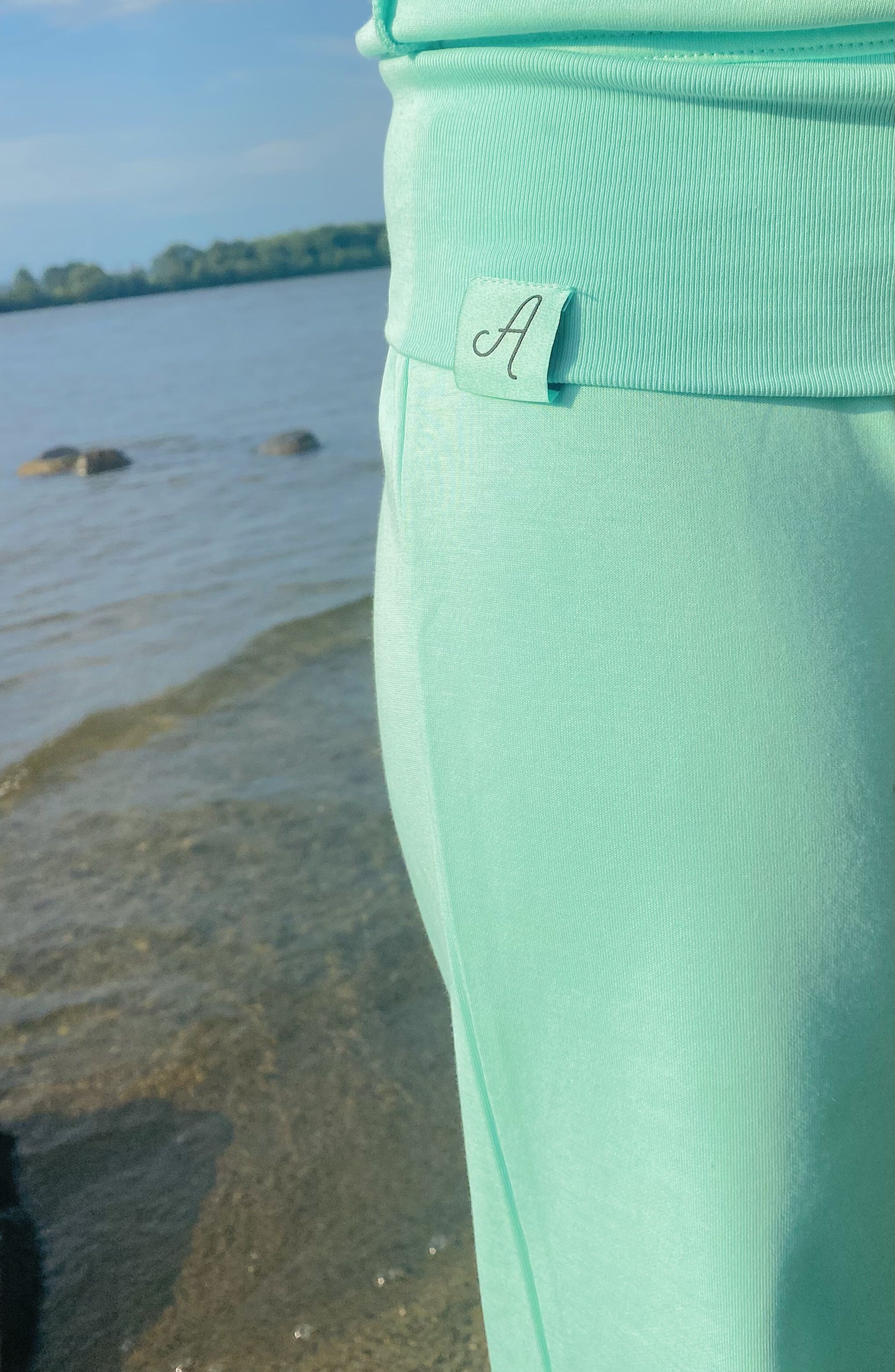 Teal SoftForm Foldover Pants | Soft Stretch Cotton |