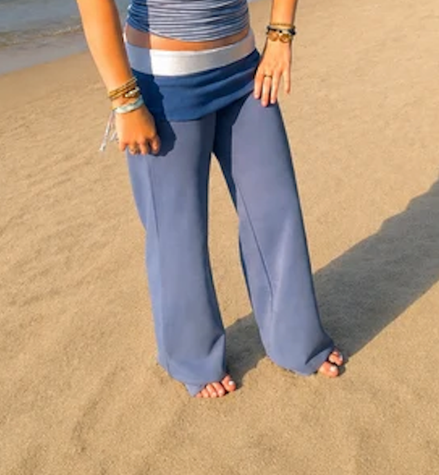 Sand Blue SoftForm Foldover Pants | Soft Stretch Cotton |